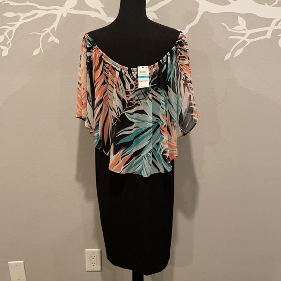 🆕JM Collection off the shoulders dress Sz 0X D9 - Picture 2 of 5